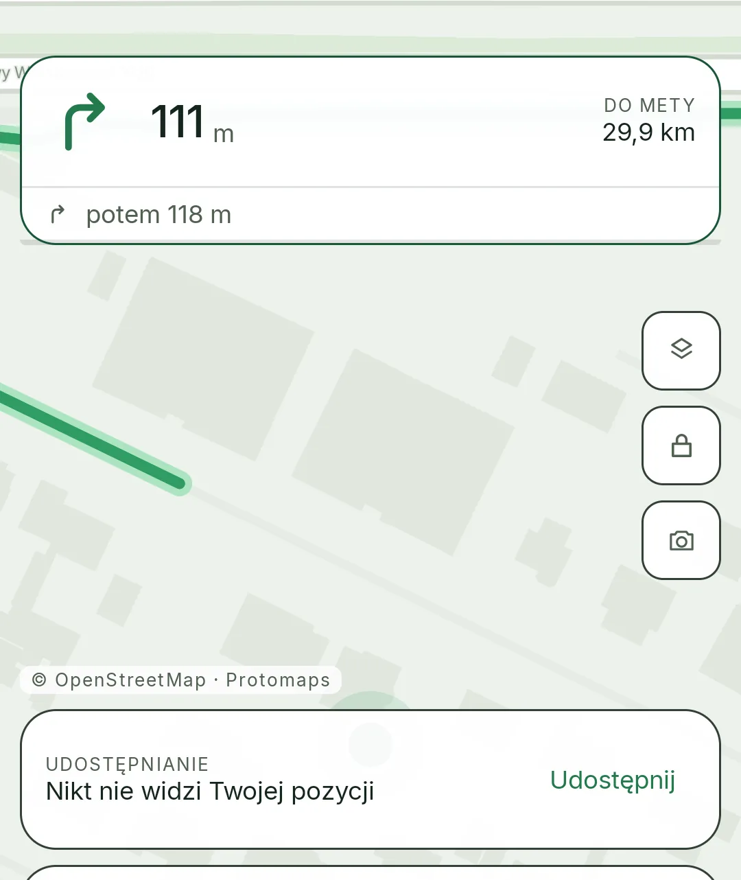 W jeździe: odległość do zakrętu i następny manewr od razu pod nim.