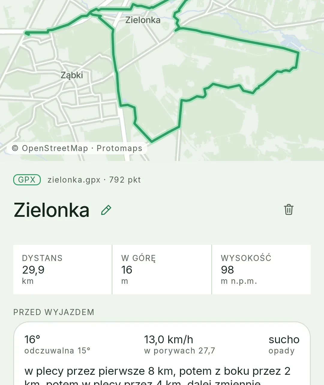 Przed startem: kształt trasy, dystans i przewyższenie na jednym ekranie.